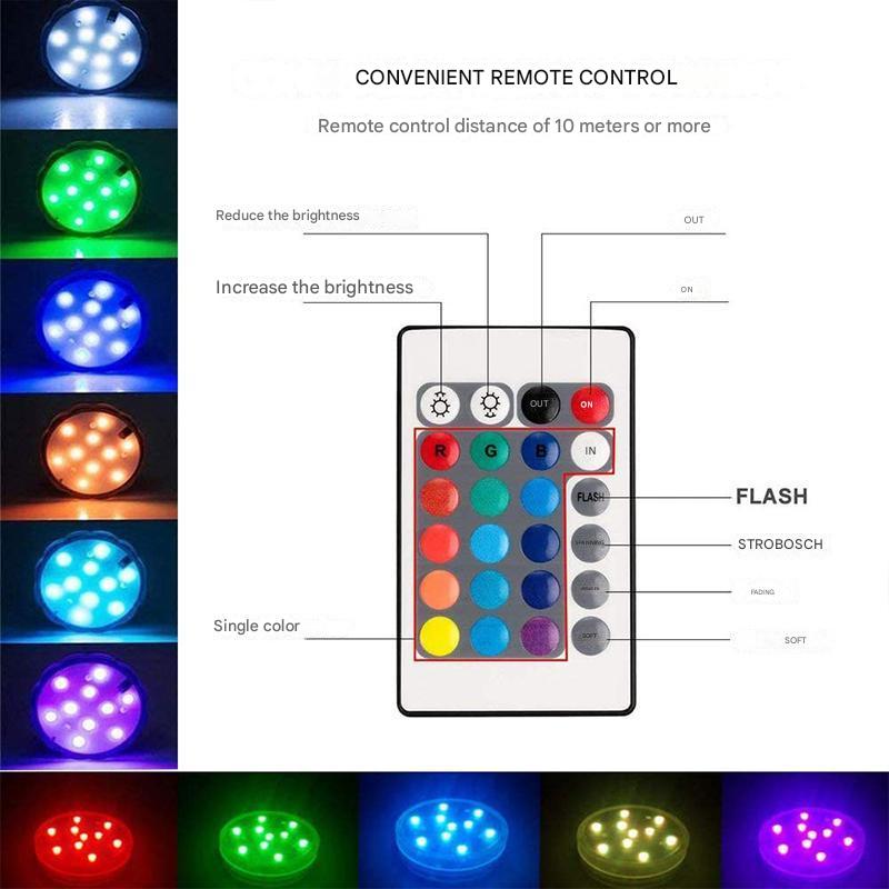 Underwater LED Lamp | 16 Colors & Multiple Modes | Remote & Suction Cups | Pool, Pond & Bathtub