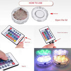 Underwater LED Lamp | 16 Colors & Multiple Modes | Remote & Suction Cups | Pool, Pond & Bathtub