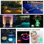 Underwater LED Lamp | 16 Colors & Multiple Modes | Remote & Suction Cups | Pool, Pond & Bathtub
