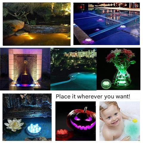 Underwater LED Lamp | 16 Colors & Multiple Modes | Remote & Suction Cups | Pool, Pond & Bathtub
