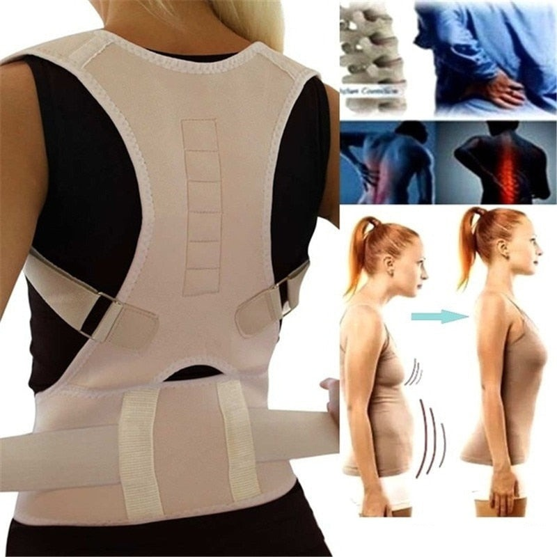 Unisex Back Brace | Magnetic Posture Corrector | Adjustable Waistband & Lumbar Support