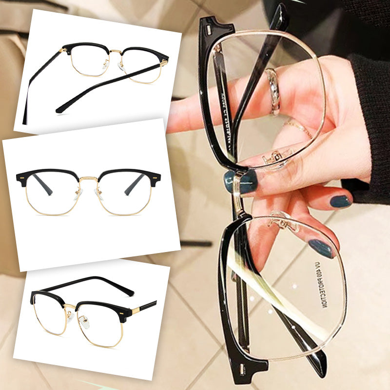 Unisex Blue Light Blocking Glasses | Half-Rim Metal Frame | Includes Case | Comfortable Fit