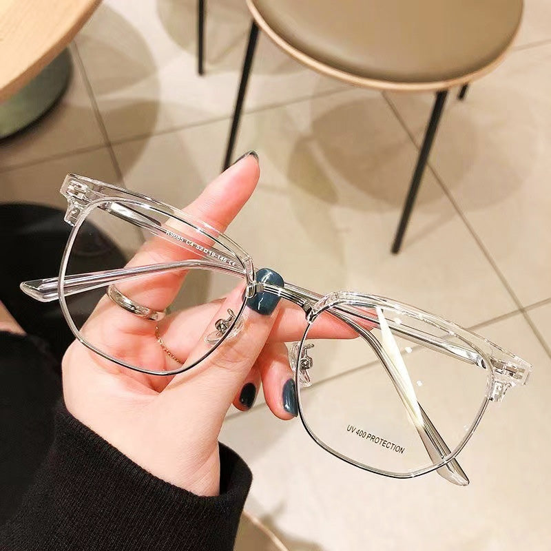 Unisex Blue Light Blocking Glasses | Half-Rim Metal Frame | Includes Case | Comfortable Fit