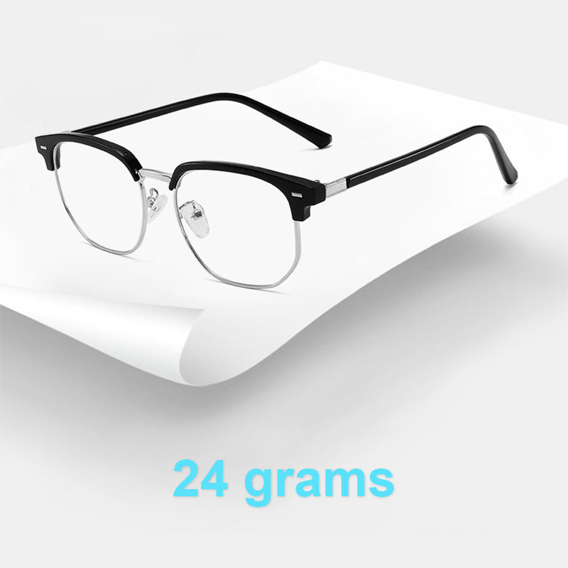 Unisex Blue Light Blocking Glasses | Half-Rim Metal Frame | Includes Case | Comfortable Fit