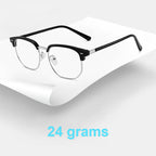 Unisex Blue Light Blocking Glasses | Half-Rim Metal Frame | Includes Case | Comfortable Fit