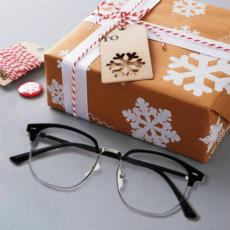 Unisex Blue Light Blocking Glasses | Half-Rim Metal Frame | Includes Case | Comfortable Fit