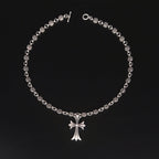 Unisex Gothic Cross Pendant Necklace | Y2K Punk Design | Retro Silver Finish | Adjustable Length