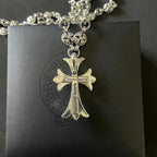Unisex Gothic Cross Pendant Necklace | Y2K Punk Design | Retro Silver Finish | Adjustable Length