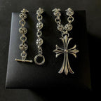 Unisex Gothic Cross Pendant Necklace | Y2K Punk Design | Retro Silver Finish | Adjustable Length