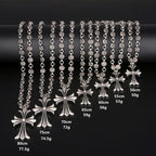 Unisex Gothic Cross Pendant Necklace | Y2K Punk Design | Retro Silver Finish | Adjustable Length