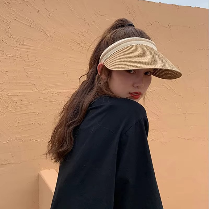 Unisex Sun Visor Hat | Wide Brim UV Protection | Straw & Adjustable Fit | Lightweight Comfort