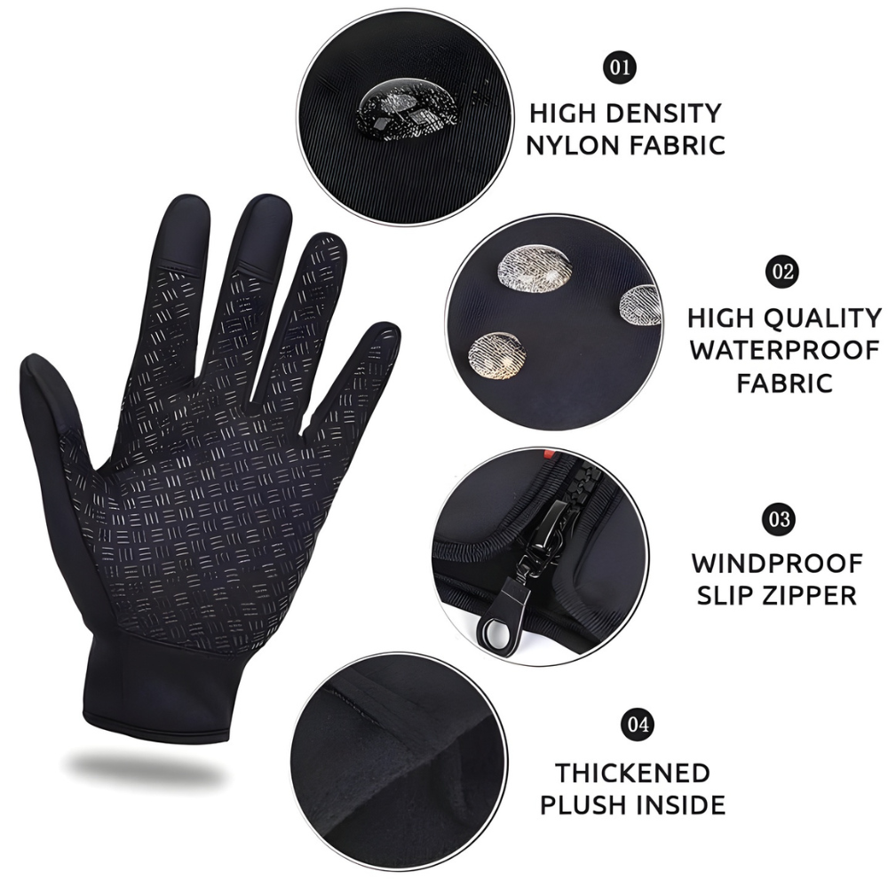 Unisex Touchscreen Winter Gloves | Waterproof & Windproof | Thermal Fleece Lining | Anti-Slip Palm