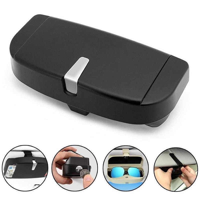 Universal Car Sunglasses Case | Visor-Mount Design | Velvet-Lined & Card Slots | One-Hand Access