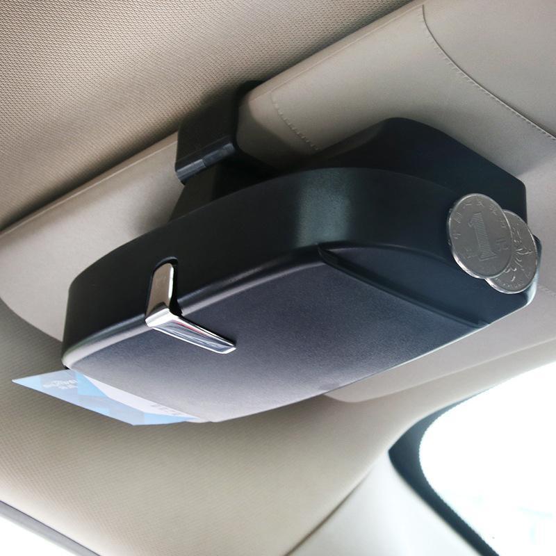 Universal Car Sunglasses Case | Visor-Mount Design | Velvet-Lined & Card Slots | One-Hand Access