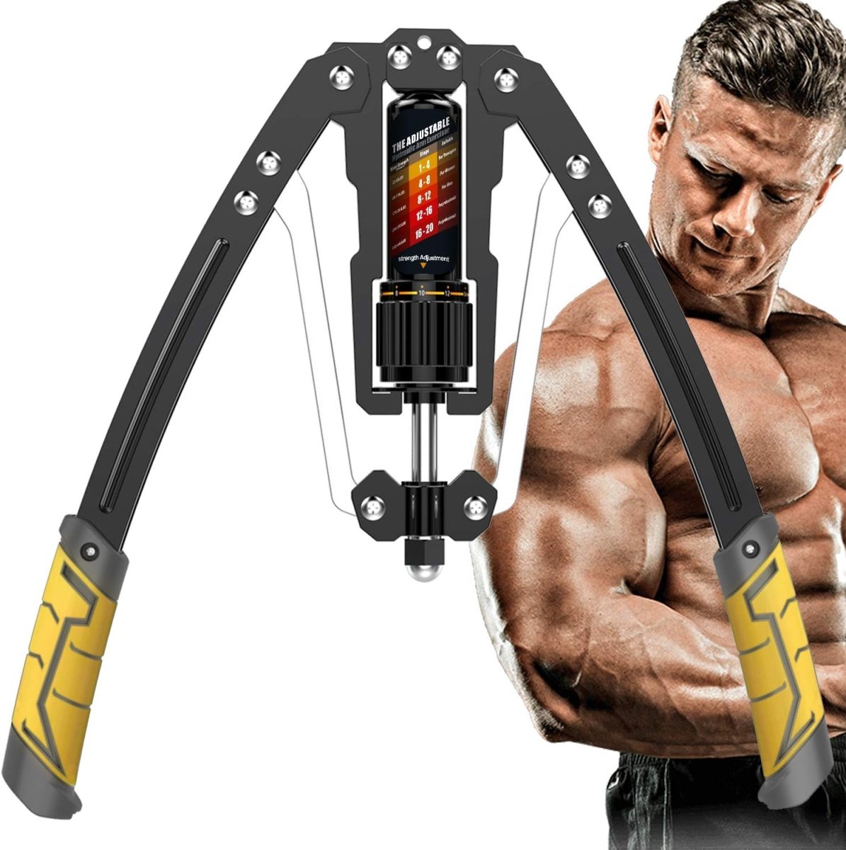 Upper Body Arm Trainer | Adjustable Hydraulic Resistance 10-200 kg | Compact Portable Home Gym