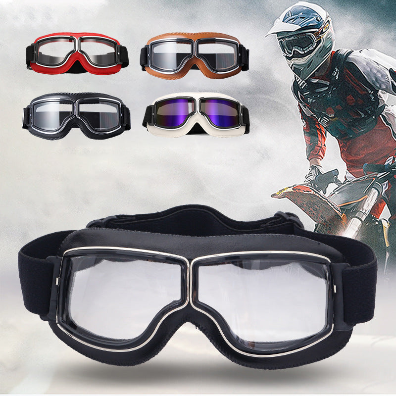 Vintage Motorcycle Goggles | UV Protection & Scratch-Resistant Lens | Adjustable Strap