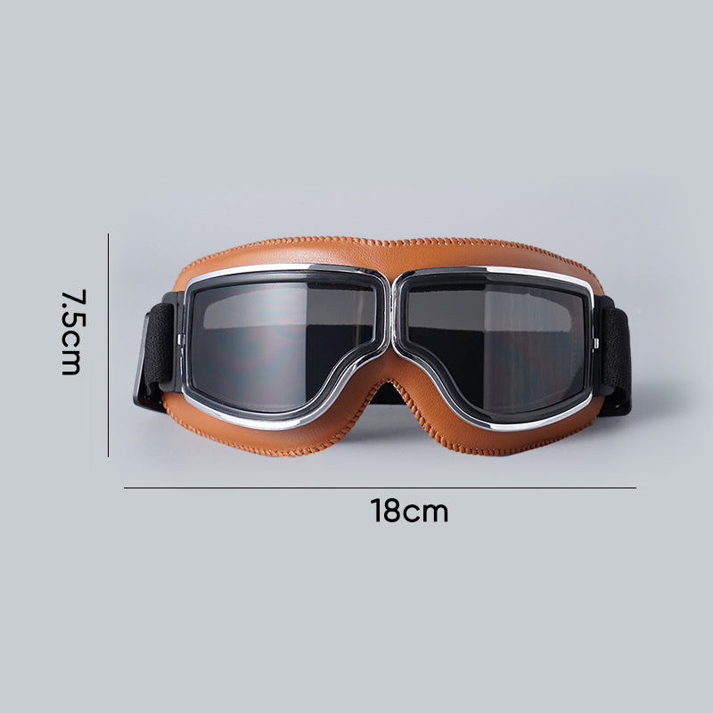 Vintage Motorcycle Goggles | UV Protection & Scratch-Resistant Lens | Adjustable Strap