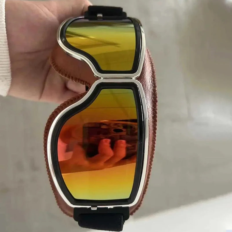 Vintage Motorcycle Goggles | UV Protection & Scratch-Resistant Lens | Adjustable Strap