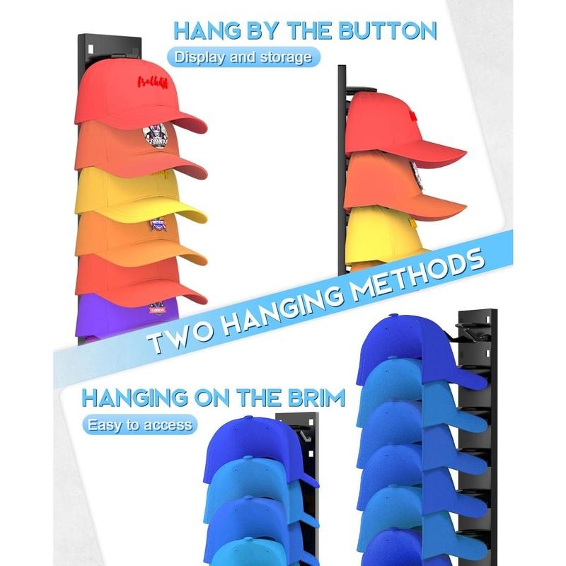 Wall-Mounted Hat Organizer | One-Hat-One-Layer Shape-Saving | Holds 9 Hats