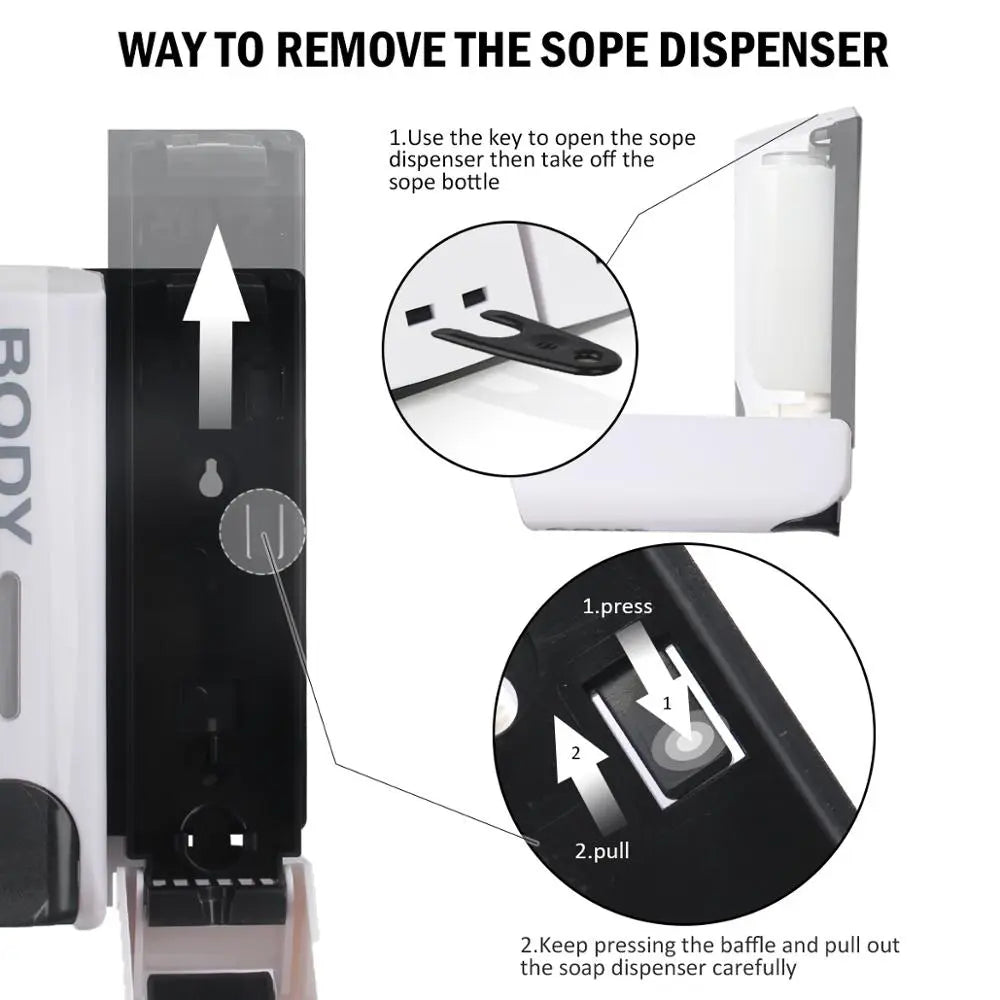 Wall-Mounted Shower Dispenser Set | Triple Pump | Transparent Body, 350ml Each | Space-Saving