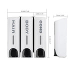 Wall-Mounted Shower Dispenser Set | Triple Pump | Transparent Body, 350ml Each | Space-Saving