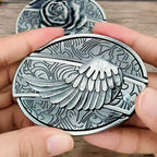 Western Belt Buckle | Hidden EDC Tool | Oval Metal Design & Fits 1.5 in Belts