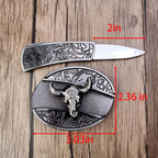 Western Belt Buckle | Hidden EDC Tool | Oval Metal Design & Fits 1.5 in Belts