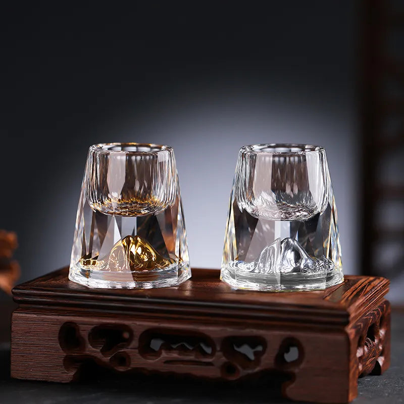 Whisky Glasses | Handmade Crystal with Real Gold Flakes | Set of 2 | For Premium Drinks