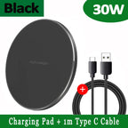 Wireless Charging Pad | 30W Fast Charge | USB-C Cable Included