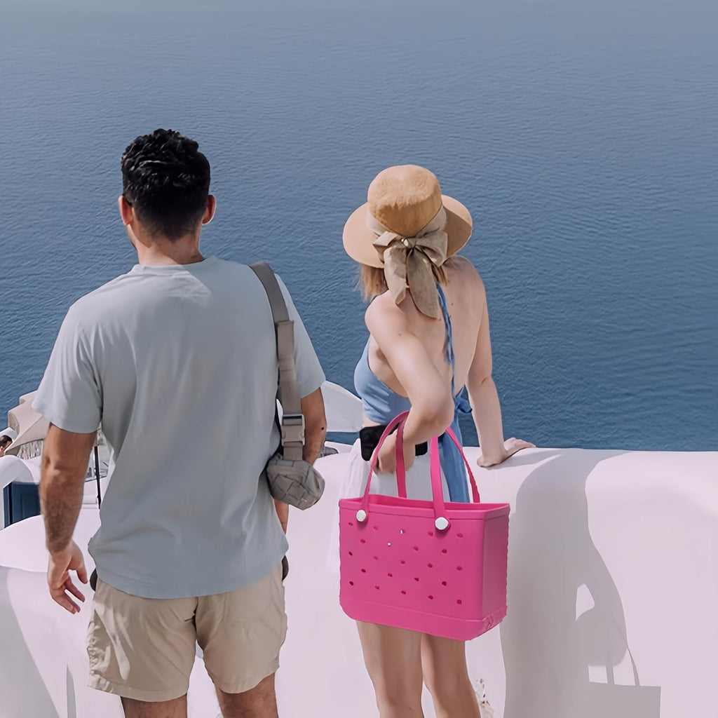 Women's Beach Tote Bag | Waterproof & Washable with Vent Holes | Upright Structured Base