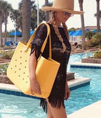 Women's Beach Tote Bag | Waterproof & Washable with Vent Holes | Upright Structured Base