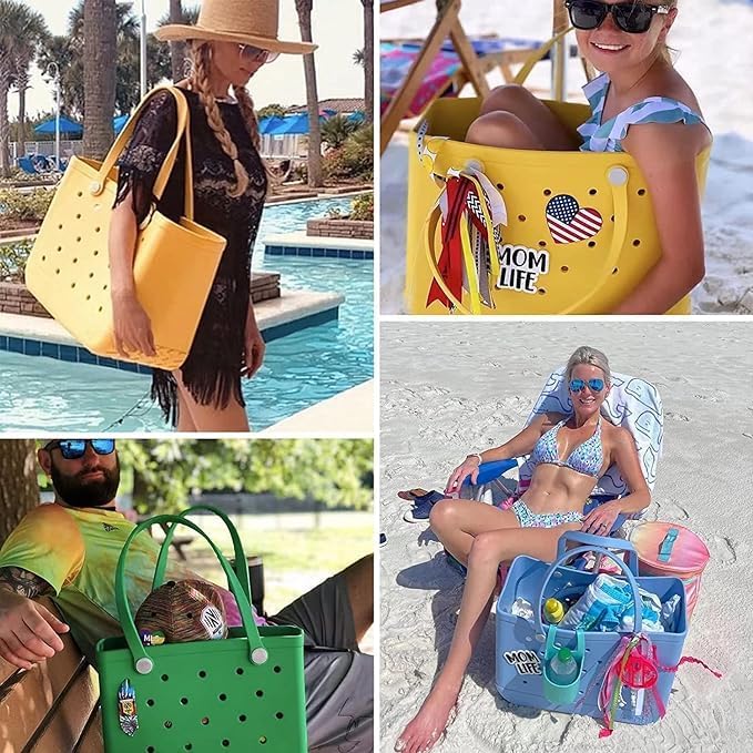 Women's Beach Tote Bag | Waterproof & Washable with Vent Holes | Upright Structured Base