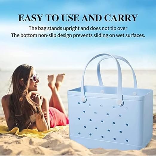 Women's Beach Tote Bag | Waterproof & Washable with Vent Holes | Upright Structured Base