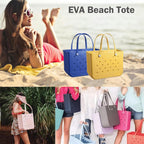 Women's Beach Tote Bag | Waterproof & Washable with Vent Holes | Upright Structured Base