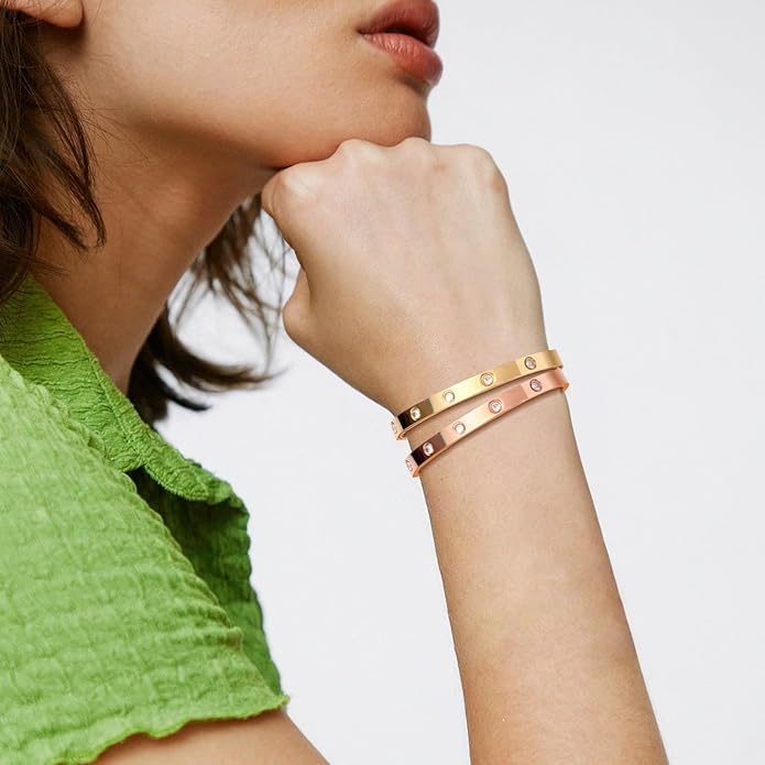 Women's Bracelet | Screw-Detail Polished Finish | Gold, Rose Gold & Silver Colors | Timeless Style