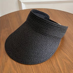 Women's Foldable Sun Hat | Wide Brim Woven Straw Look | Adjustable Back | Travel Friendly
