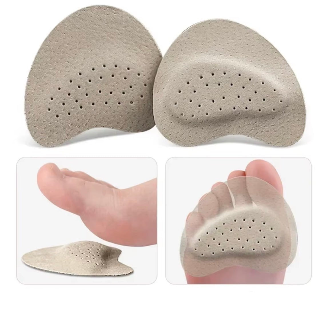 Women’s Forefoot Cushions | Anti-Slip Contoured Pads | Leather Foam Massage Bumps Pain Relief