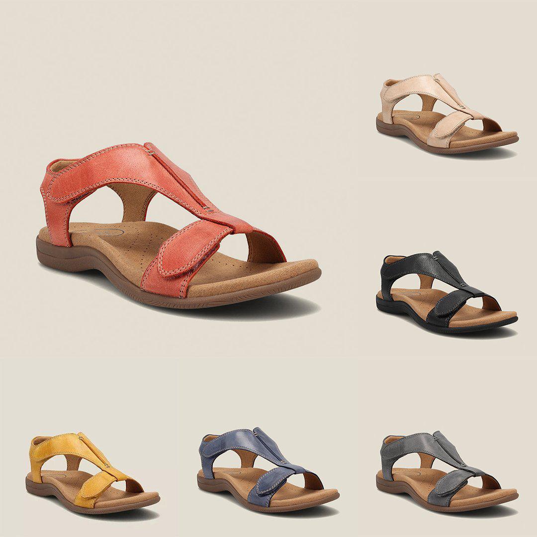 Women's Sandals | T-Strap Design | Adjustable Hook-and-Loop Closure, Memory Foam Insole