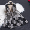 Women's Scarf | Organza Floral Cutout Hollow Motif | 170x70 cm | Lightweight Wrap