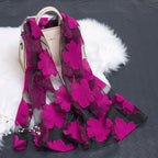 Women's Scarf | Organza Floral Cutout Hollow Motif | 170x70 cm | Lightweight Wrap