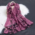 Women's Scarf | Organza Floral Cutout Hollow Motif | 170x70 cm | Lightweight Wrap