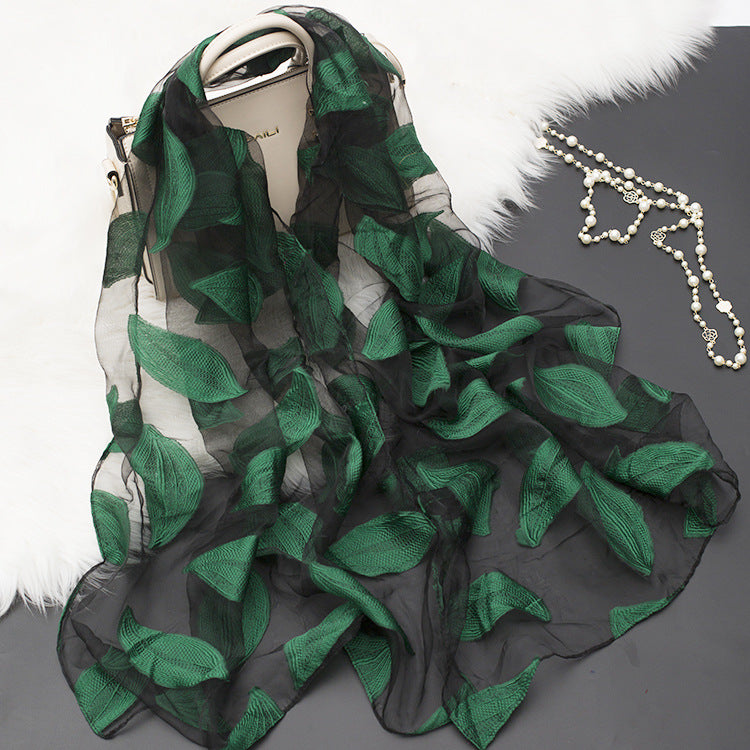 Women's Scarf | Organza Floral Cutout Hollow Motif | 170x70 cm | Lightweight Wrap