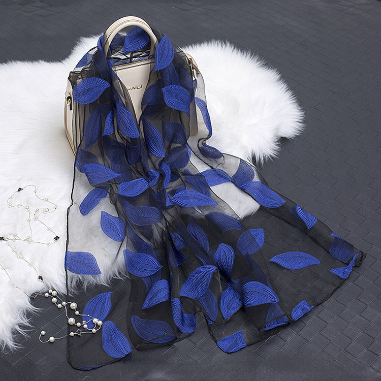 Women's Scarf | Organza Floral Cutout Hollow Motif | 170x70 cm | Lightweight Wrap