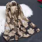 Women's Scarf | Organza Floral Cutout Hollow Motif | 170x70 cm | Lightweight Wrap