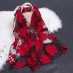 Women's Scarf | Organza Floral Cutout Hollow Motif | 170x70 cm | Lightweight Wrap