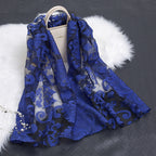 Women's Scarf | Organza Floral Cutout Hollow Motif | 170x70 cm | Lightweight Wrap