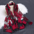 Women's Scarf | Organza Floral Cutout Hollow Motif | 170x70 cm | Lightweight Wrap
