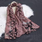 Women's Scarf | Organza Floral Cutout Hollow Motif | 170x70 cm | Lightweight Wrap
