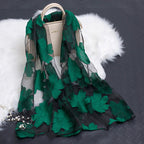 Women's Scarf | Organza Floral Cutout Hollow Motif | 170x70 cm | Lightweight Wrap
