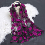 Women's Scarf | Organza Floral Cutout Hollow Motif | 170x70 cm | Lightweight Wrap